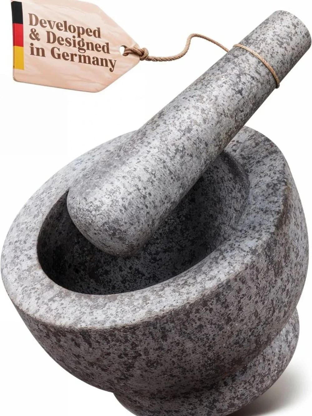 Stylish Gray Mortar and Pestle Set - 2-Cup Capacity for Cooking & Spices